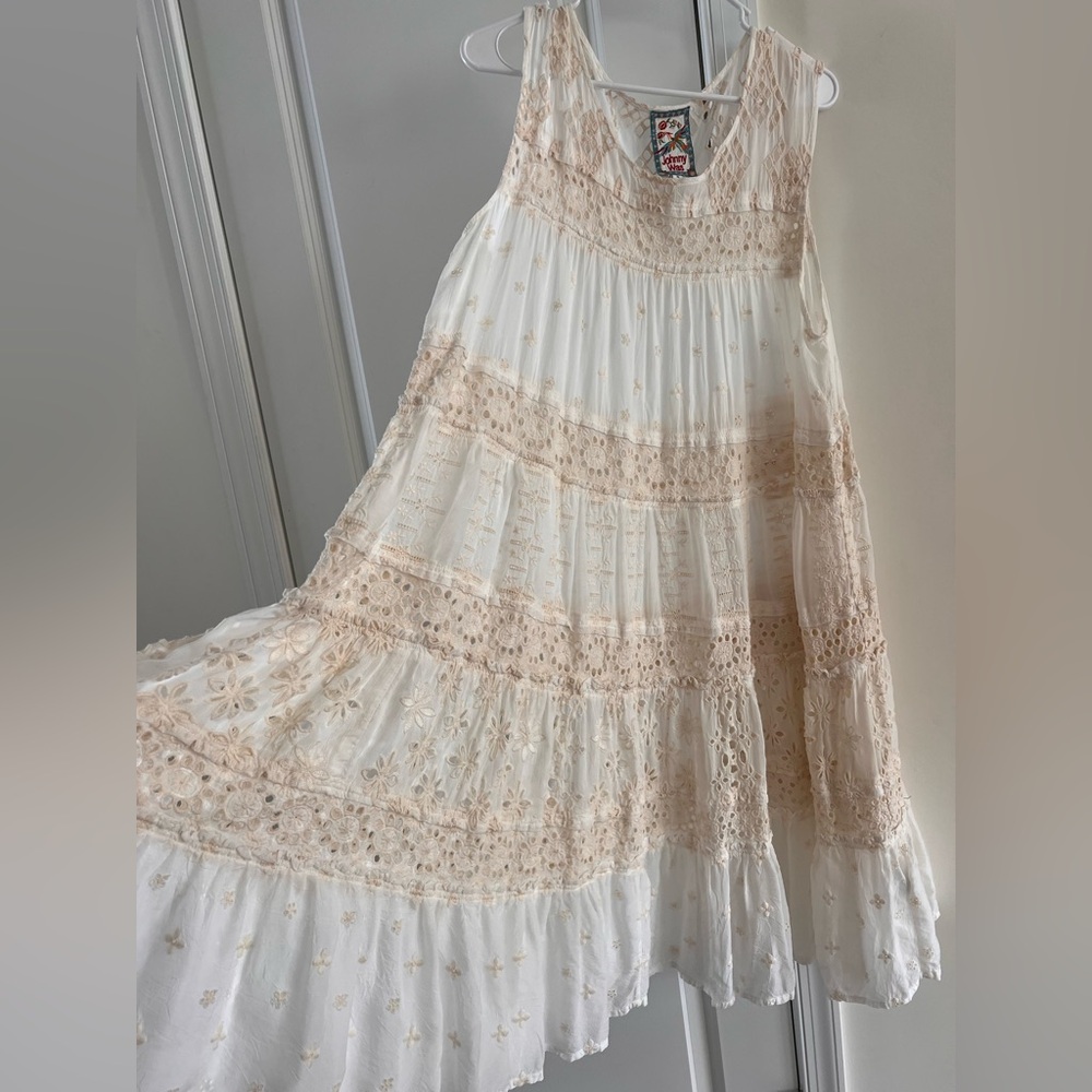 Johnny Was Embroidered Crash Dress + Slip